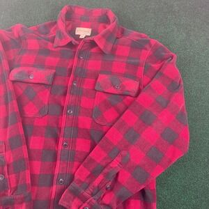 Rustic Ridge Men Red Black‎ Buffalo Plaid Fleece Shirt Jacket Size L